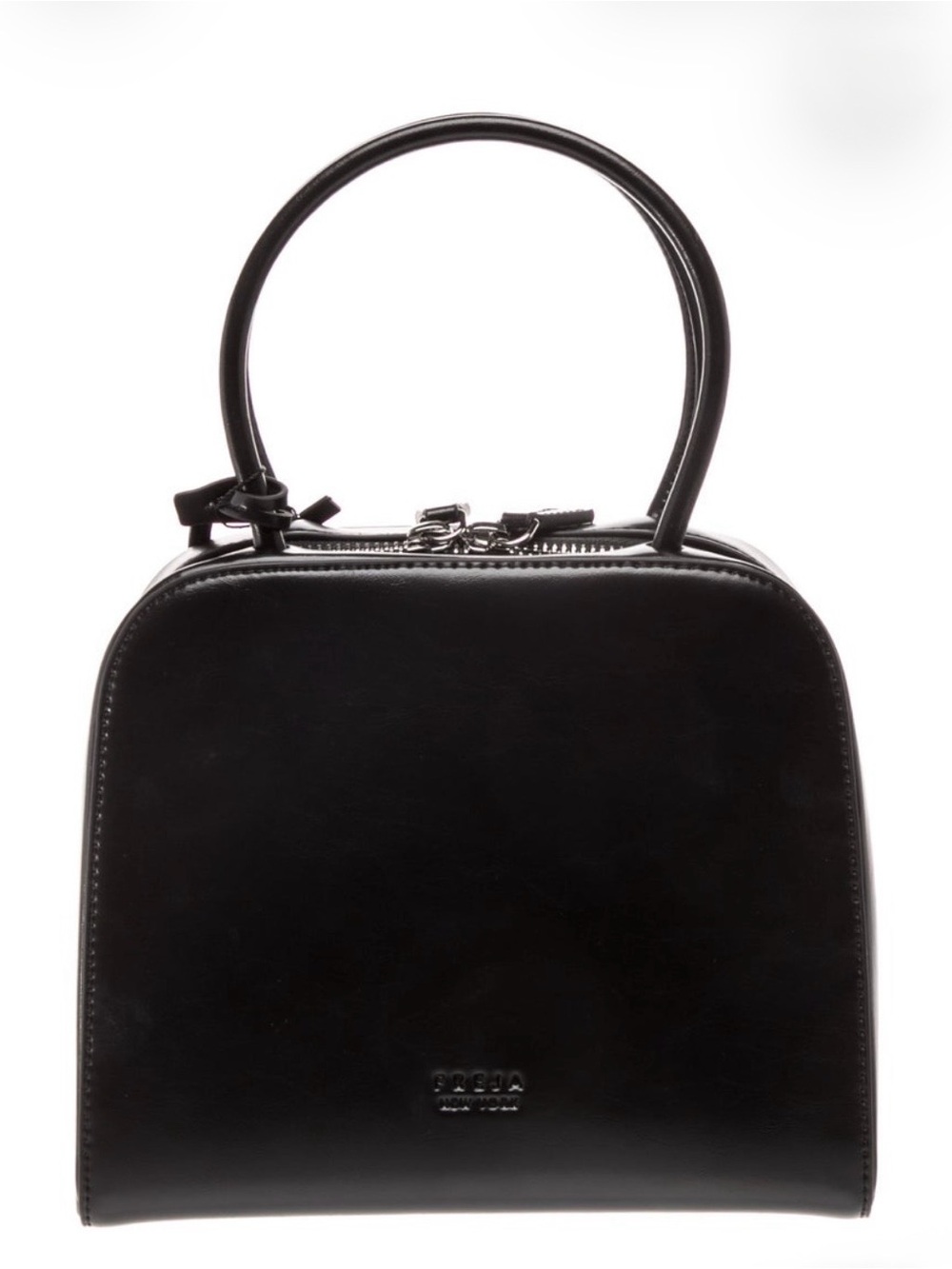NWT Freja NYC Black Vegan Leather Structured Top Handle Bag